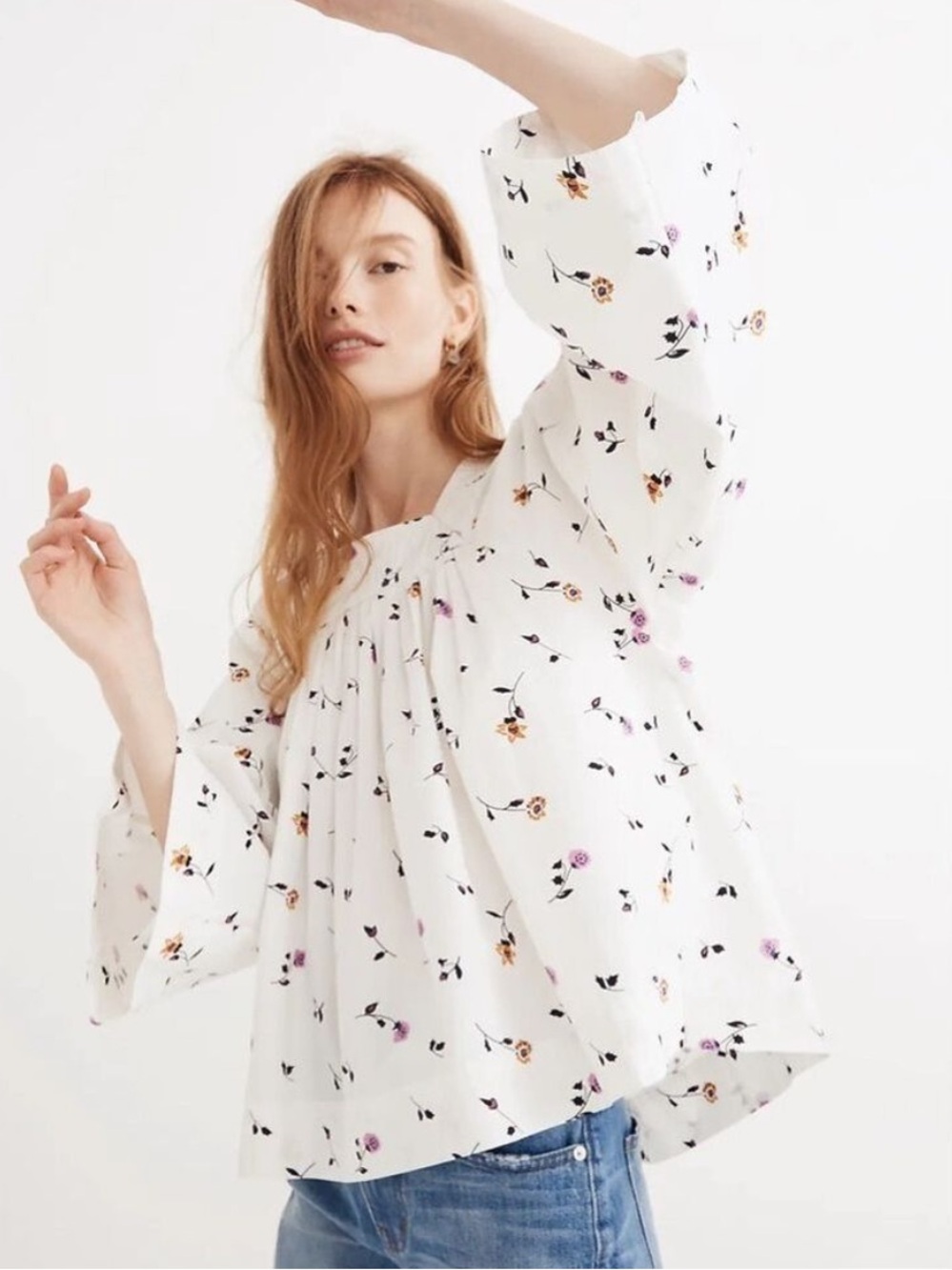Madewell Square-Neck Top in Sweet Blossoms - Size XS